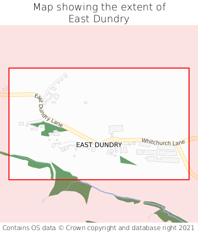 Map showing extent of East Dundry as bounding box