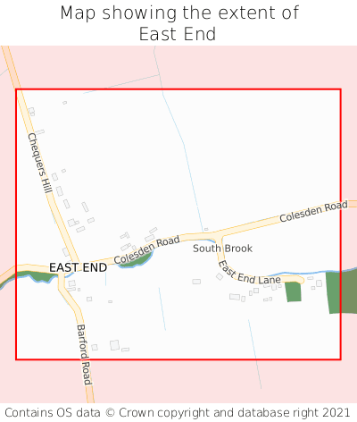 Map showing extent of East End as bounding box