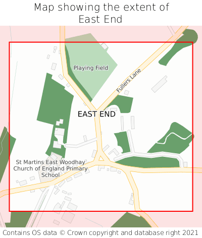 Map showing extent of East End as bounding box