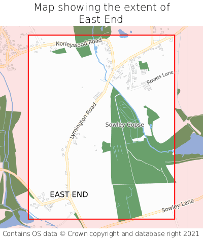 Map showing extent of East End as bounding box