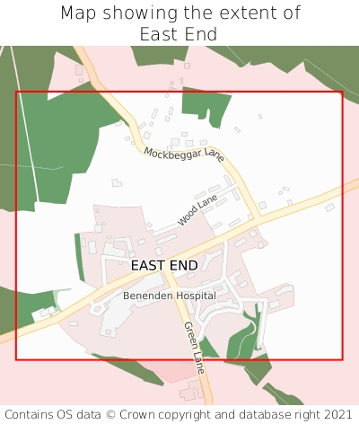 Map showing extent of East End as bounding box