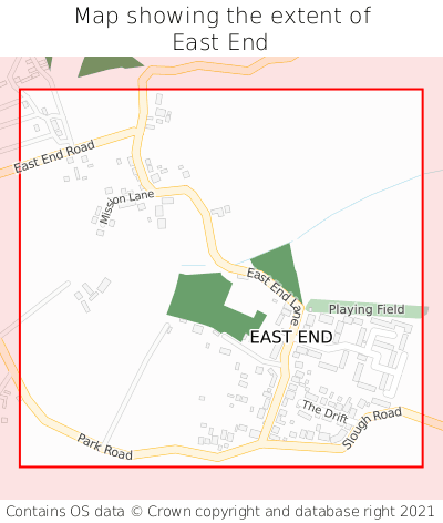 Map showing extent of East End as bounding box