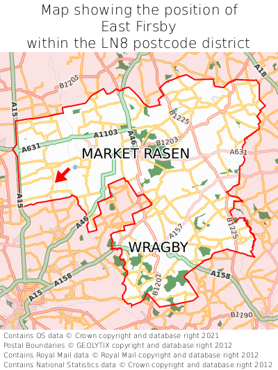 Map showing location of East Firsby within LN8