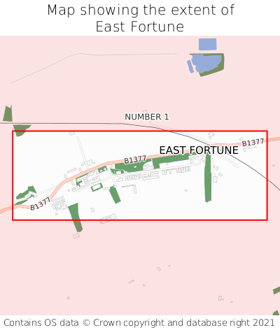 Map showing extent of East Fortune as bounding box