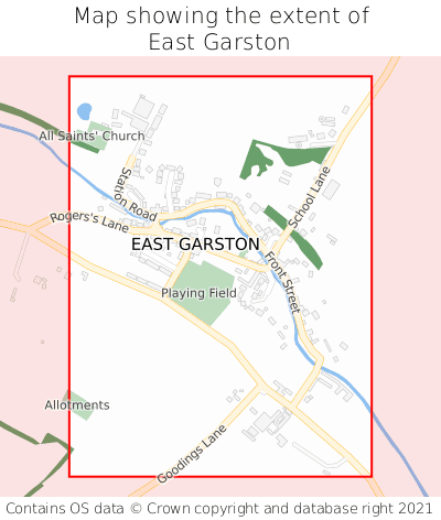 Map showing extent of East Garston as bounding box