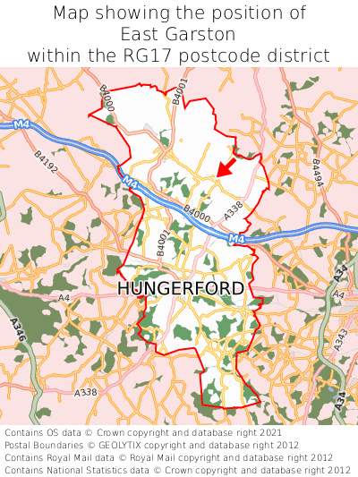 Map showing location of East Garston within RG17