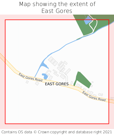 Map showing extent of East Gores as bounding box