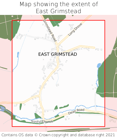 Map showing extent of East Grimstead as bounding box