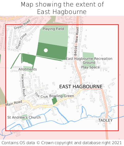 Map showing extent of East Hagbourne as bounding box