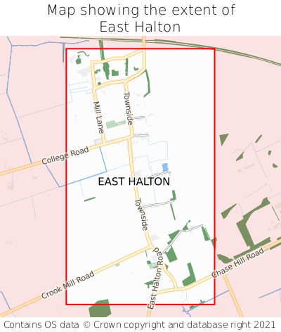 Map showing extent of East Halton as bounding box