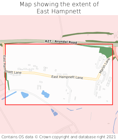 Map showing extent of East Hampnett as bounding box