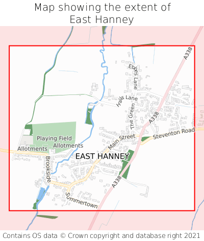Map showing extent of East Hanney as bounding box