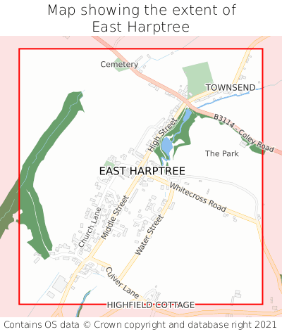 Map showing extent of East Harptree as bounding box