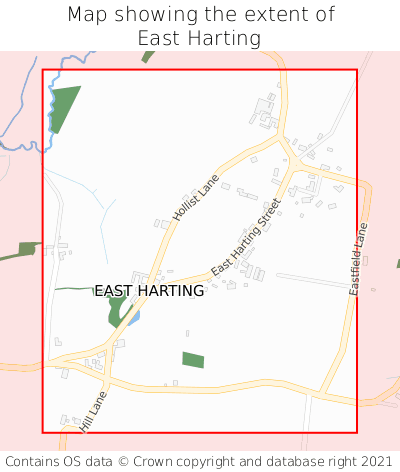 Map showing extent of East Harting as bounding box