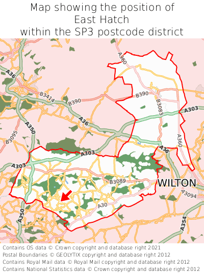 Map showing location of East Hatch within SP3