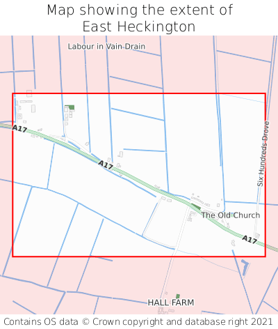Map showing extent of East Heckington as bounding box