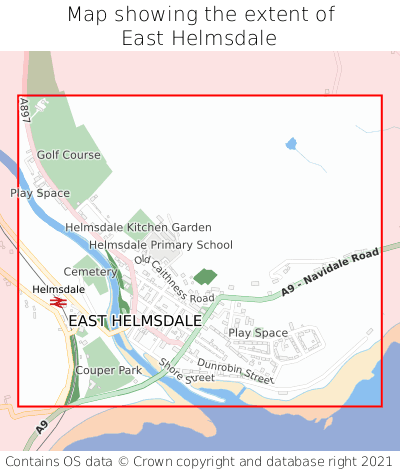 Map showing extent of East Helmsdale as bounding box