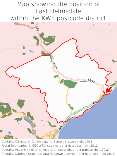 Map showing location of East Helmsdale within KW8