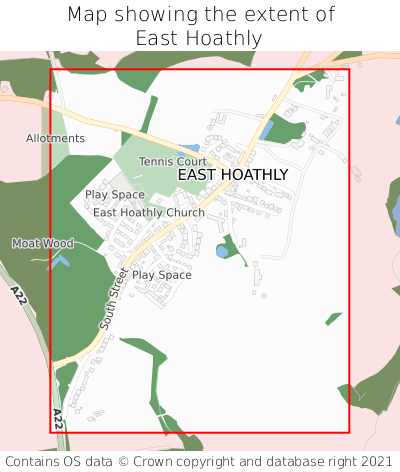 Map showing extent of East Hoathly as bounding box