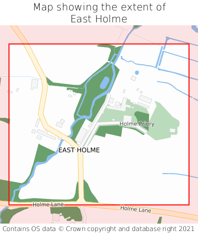 Map showing extent of East Holme as bounding box