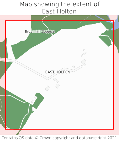 Map showing extent of East Holton as bounding box