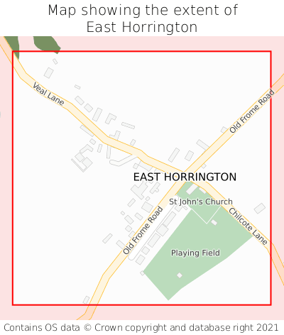 Map showing extent of East Horrington as bounding box