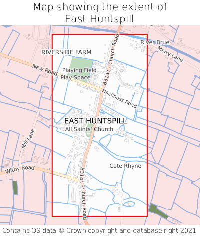 Map showing extent of East Huntspill as bounding box