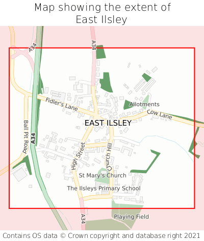 Map showing extent of East Ilsley as bounding box