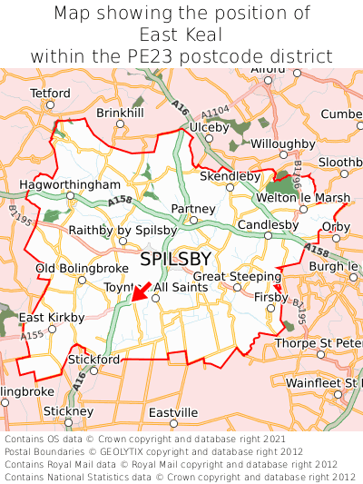 Map showing location of East Keal within PE23
