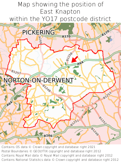 Map showing location of East Knapton within YO17