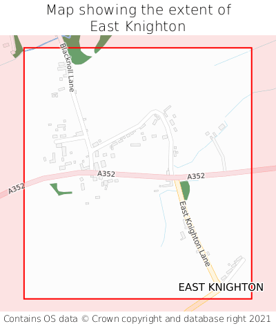 Map showing extent of East Knighton as bounding box