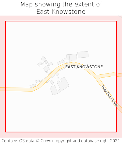 Map showing extent of East Knowstone as bounding box