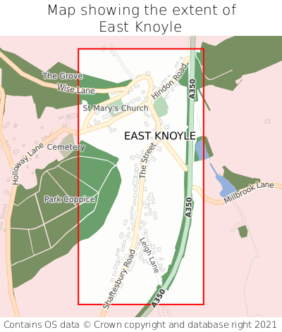 Map showing extent of East Knoyle as bounding box