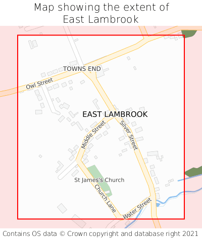 Map showing extent of East Lambrook as bounding box