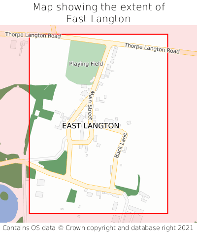 Map showing extent of East Langton as bounding box