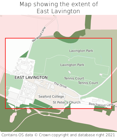 Map showing extent of East Lavington as bounding box