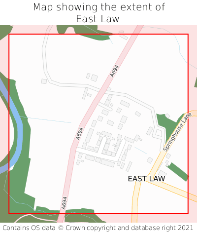 Map showing extent of East Law as bounding box