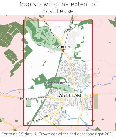 Map showing extent of East Leake as bounding box