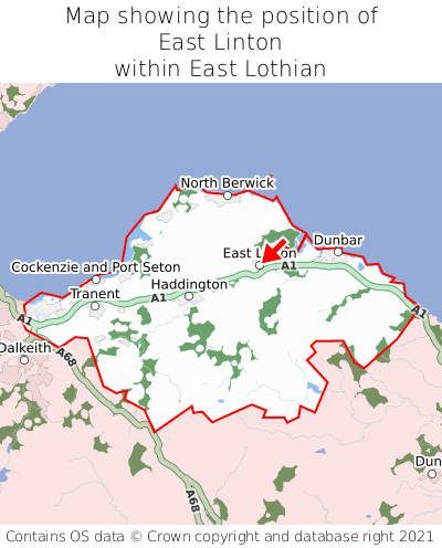 Map showing location of East Linton within East Lothian