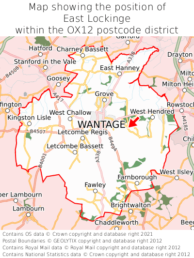 Map showing location of East Lockinge within OX12