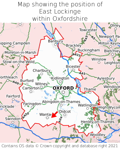 Map showing location of East Lockinge within Oxfordshire