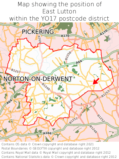 Map showing location of East Lutton within YO17