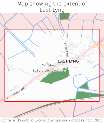 Map showing extent of East Lyng as bounding box