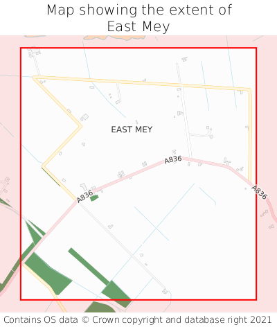 Map showing extent of East Mey as bounding box