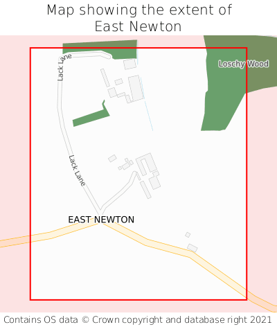 Map showing extent of East Newton as bounding box
