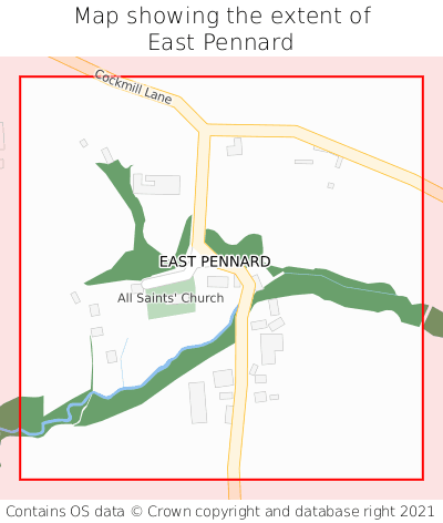 Map showing extent of East Pennard as bounding box