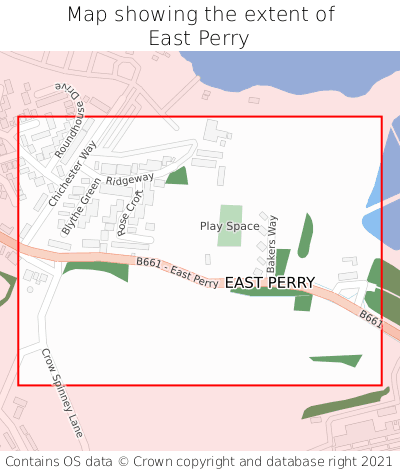 Map showing extent of East Perry as bounding box