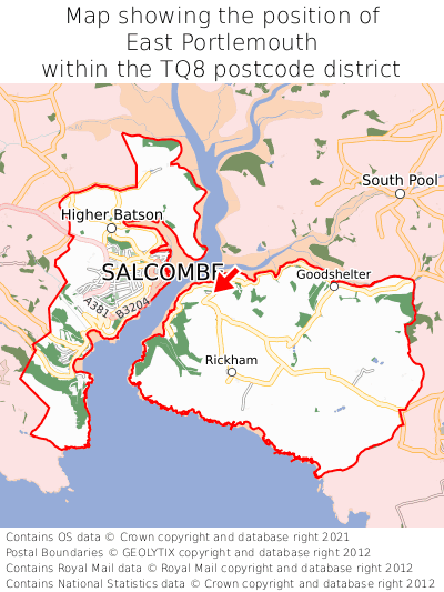 Map showing location of East Portlemouth within TQ8