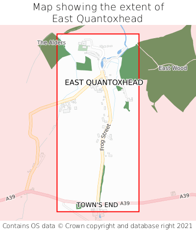 Map showing extent of East Quantoxhead as bounding box