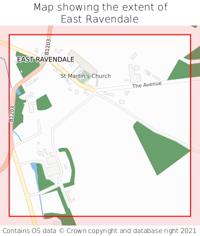 Map showing extent of East Ravendale as bounding box
